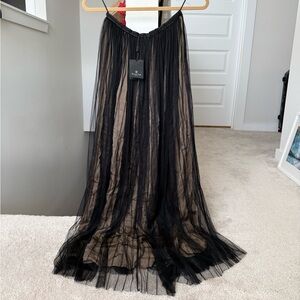 Massimo Dutti Black and Tan Maxi Skirt